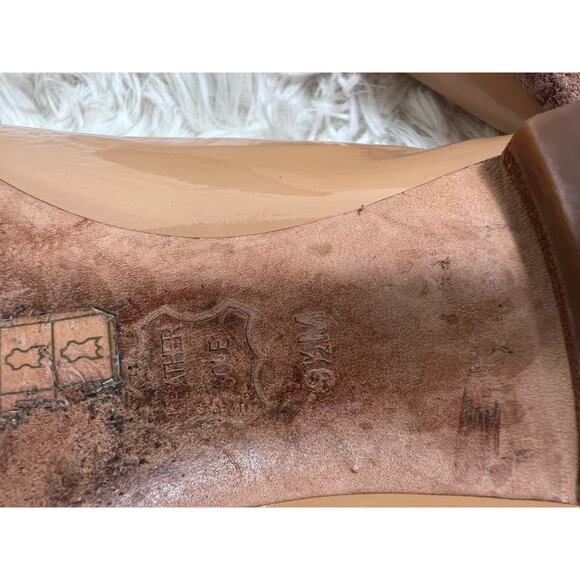 Tory Burch Raleigh Leather Ballet Flats Gold Logo Womens Size 9.5M Beige - Picture 12 of 13